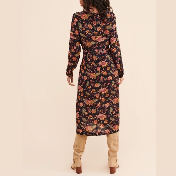 Anthropologie x Kachel Mixed Floral Print Long-Sleeve Midi Dress Black Sz 2 EUC - Picture 16 of 16